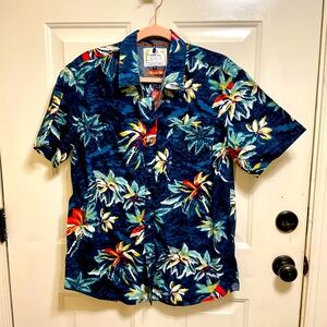 MBX Premium Goods Men's Blue floral short sleeve button-up shirt